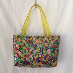 Fun designer candy wrapper woven bag